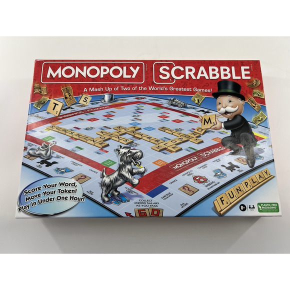 Monopoly Scrabble Board Game Play in UNDER ONE HOUR Game Night Kids & Adults New - Picture 1 of 6